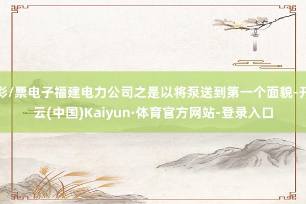 彩/票电子福建电力公司之是以将泵送到第一个面貌-开云(中国)Kaiyun·体育官方网站-登录入口